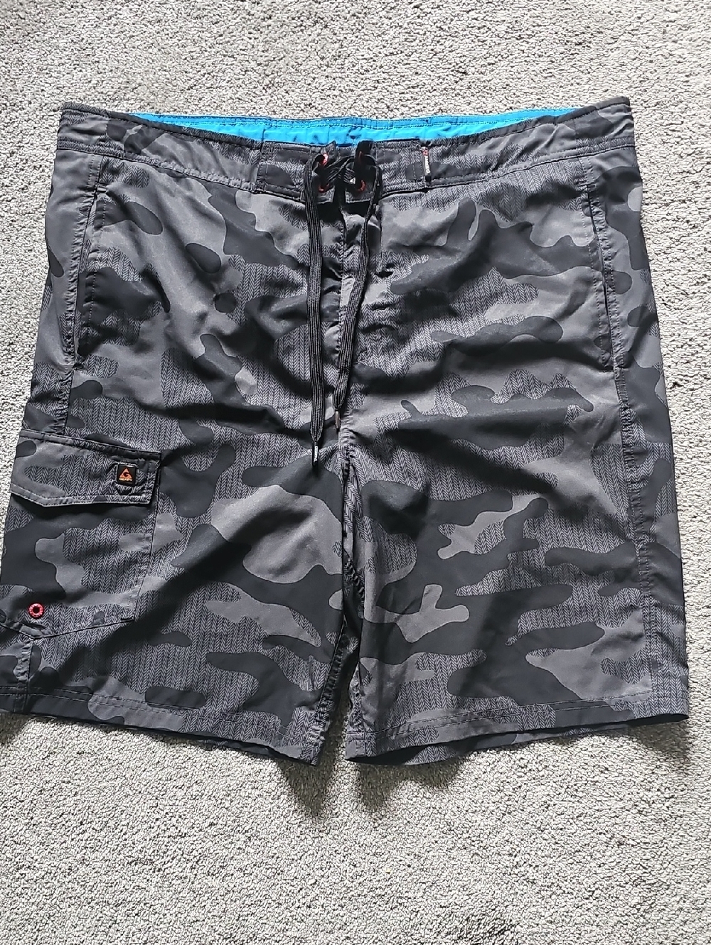 Gerry Weber Black Camo Swim Board Shorts with Blue Tie String Waistband